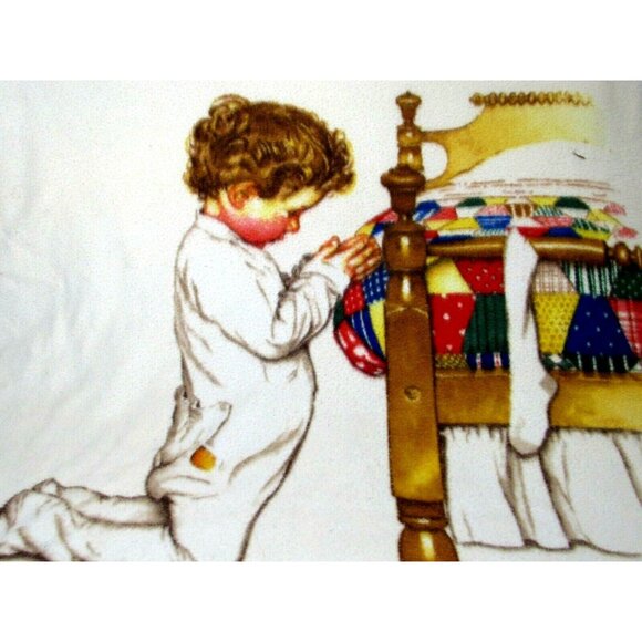 VTG Boys Town Baby Blanket Now I Lay Me Down To Sleep Prayer Norman Rockwell - Picture 3 of 9